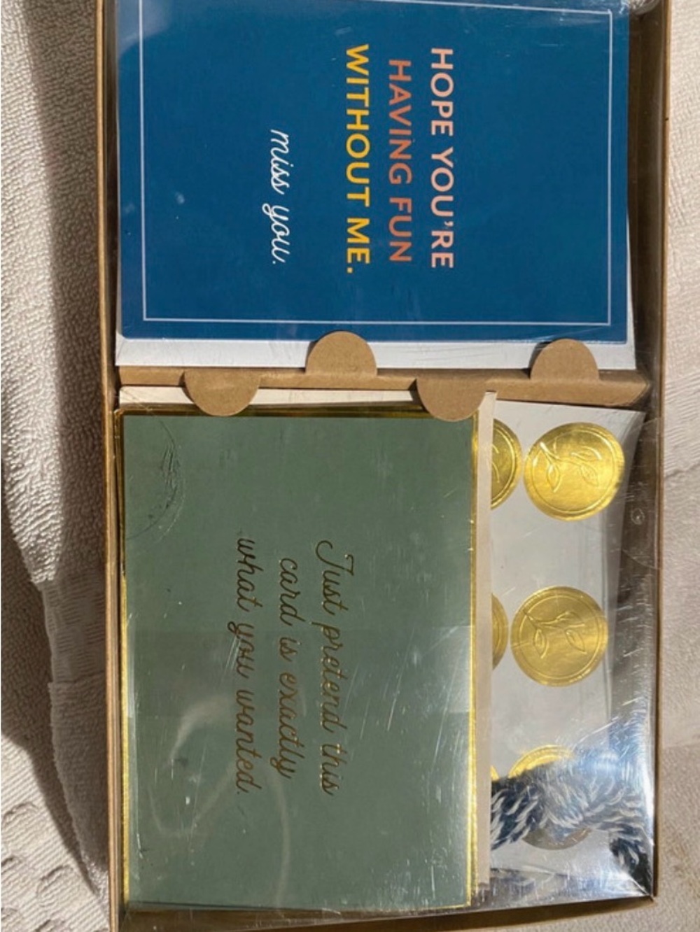 Stationery Greeting Card Set in Blue, Green & Gold